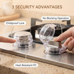 4 PCS Stove Knob Safety Covers – Double-Key Protection for Peace of Mind
