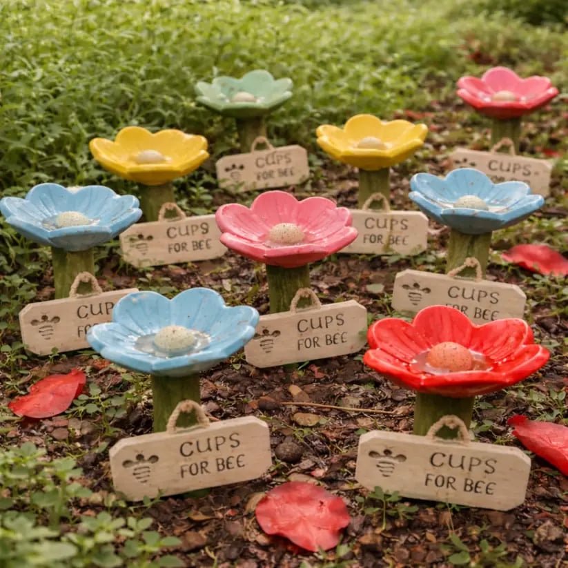 🌸Flower-shaped resin bee watering station🐝💧