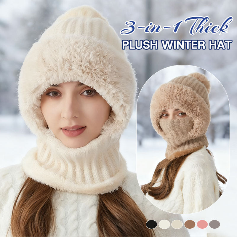 ❄️ 3-i-1 tykk plysj vinterlue🧣