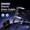 ⚡2-i-1 usynlig ladekabel – 240W hurtigladeledning med innebygd telefonstativ