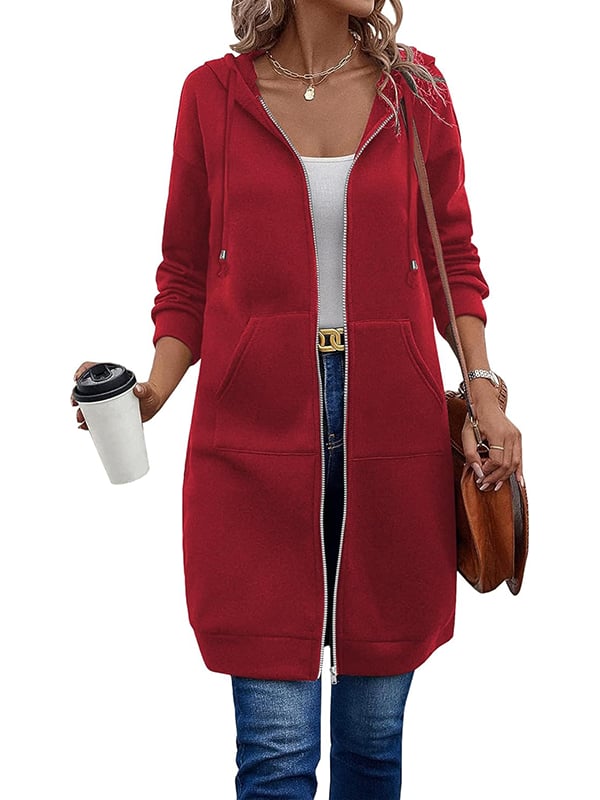 🔥 Dam – avslappnad zip-up fleecehoodie – Köp två, fri frakt
