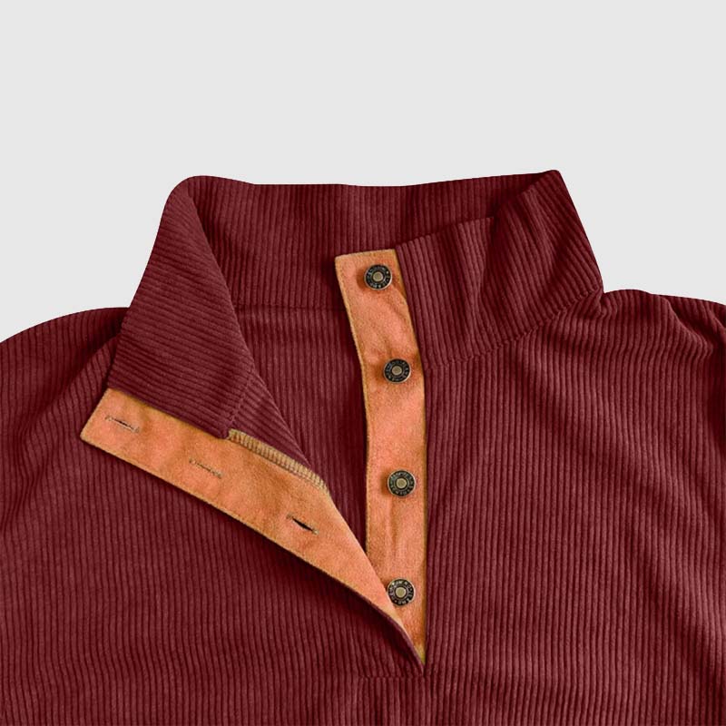 👔Herrebluse med ståkrage laget av kordfløyel