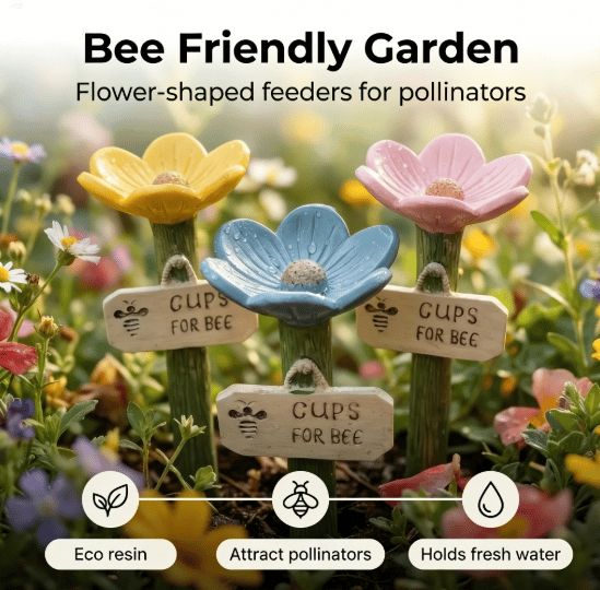 🌸Flower-shaped resin bee watering station🐝💧