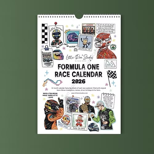 🏎️📅F1-utklippsbok for løpskalender 2026 – Den ultimate veggkalenderen for motorsportfans