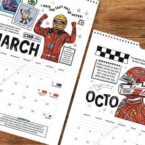🏎️📅F1-utklippsbok for løpskalender 2026 – Den ultimate veggkalenderen for motorsportfans