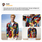 ✈️2 STK = GRATIS FRAKT✈️Unisex enkel langermet skjorte i regnbuefarger, rutete vintage-trykk med slag og lommer