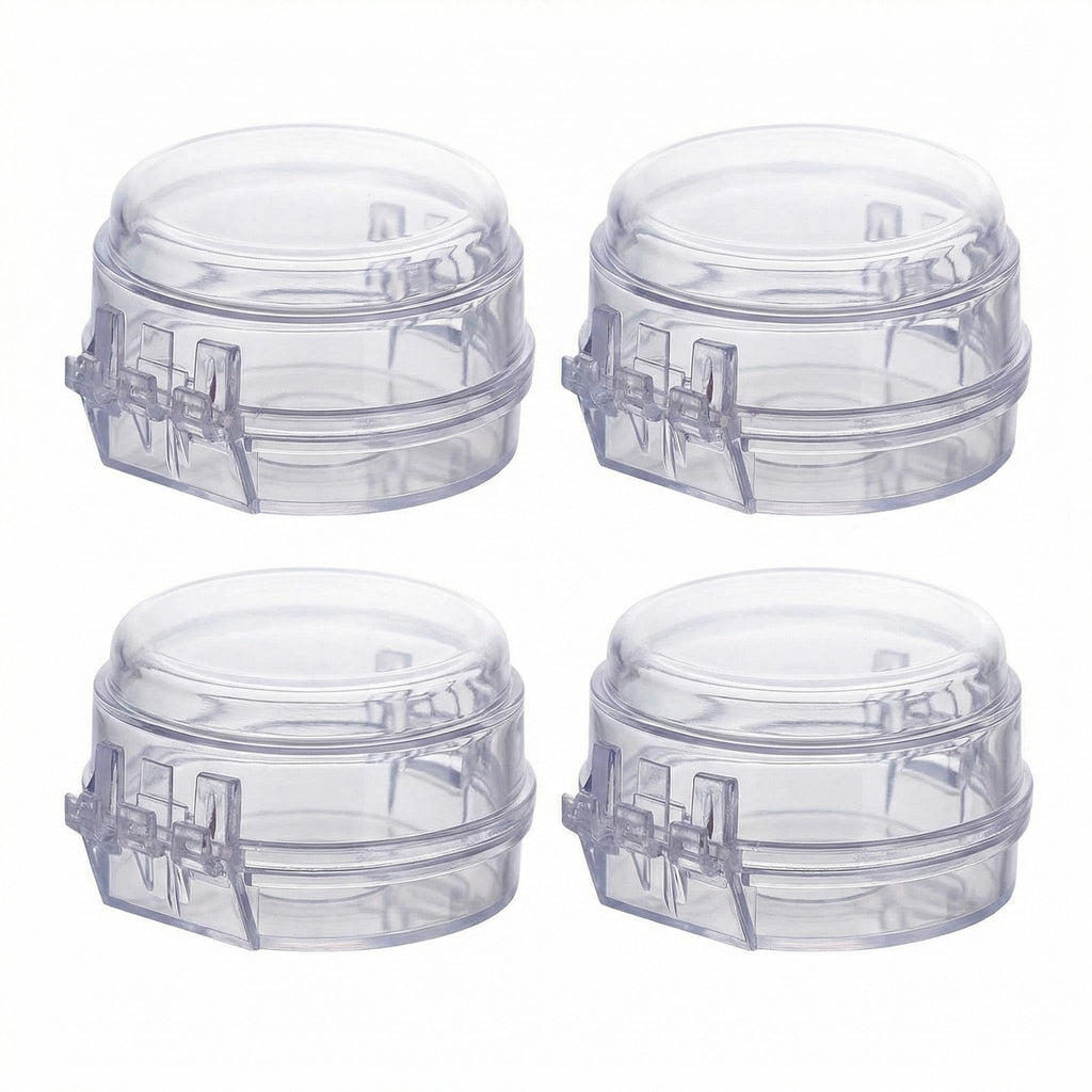 4 PCS Stove Knob Safety Covers – Double-Key Protection for Peace of Mind