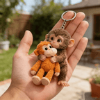 🐒 Monkey Hugging Monkey – Akrylnyckelring