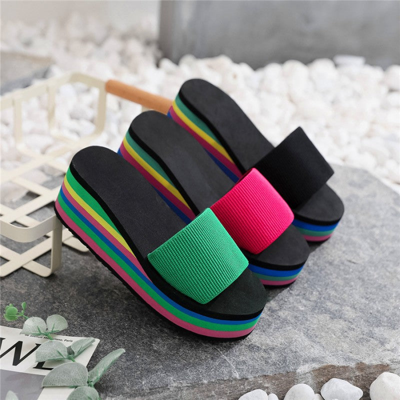 🌈Flip-flops for kvinner med regnbuefargede såler