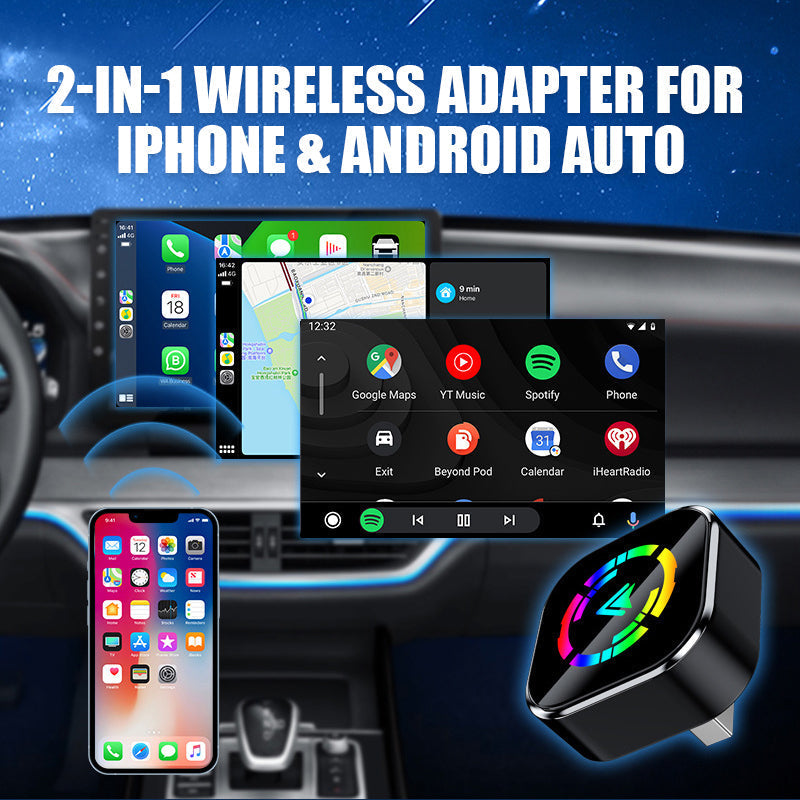 📢📢50 % RABATT!🔥2-i-1 trådløs adapter for iPhone og Android Auto