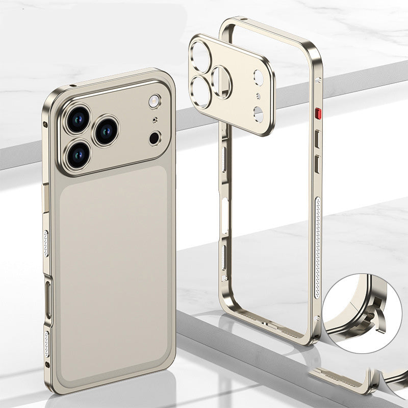 iPhone-deksel med bart metallramme, varmespredningsfunksjon og sjøhestspenne