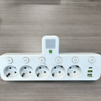 EU-pluggkonverteringskontakt med 4 stikkontakter, multiport-veggkontakt med uavhengig bryter og liten nattlysadapter