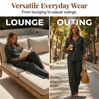 👗🌸 Avslappet loungesett med rysjermer og vide ben